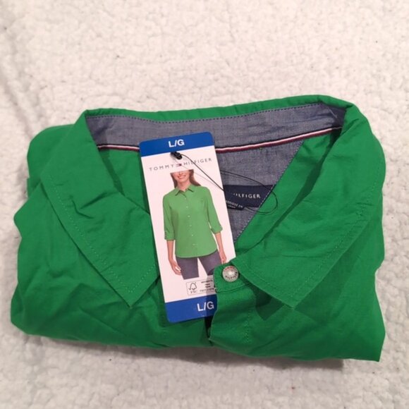 L Tommy Hilfiger l Women's Short Cuffed Shirt - Picture 4 of 5
